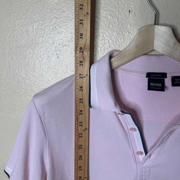 Boss Hugo Boss Shirt Mens XL Pink Polo Regular Fit Short Sleeve Cotton - Picture 9 of 11